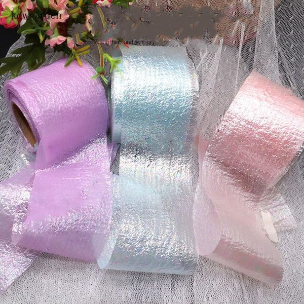 

party decoration 6cm 25yards laser oil bright snow seersucker ribbons lace gauze handmade tape wedding diy flower bowknot accessories