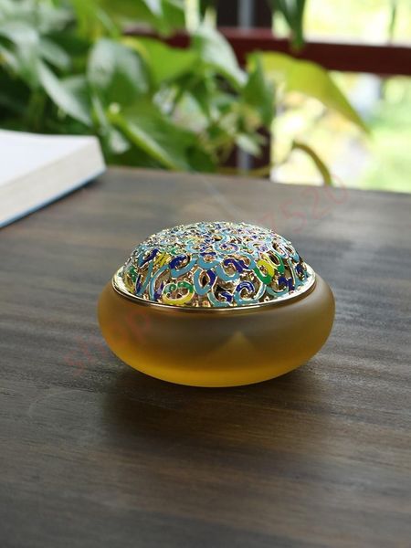 

decorative objects & figurines ancient methods glass, auspicious incense burner, enamel cover, buddha hall worship, guanyin sandalwood stove