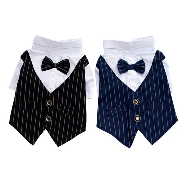 

dog apparel small dogs pet striped gentleman wedding dress suits puppy groom tuxedo suit stylish party costume clothing poodle
