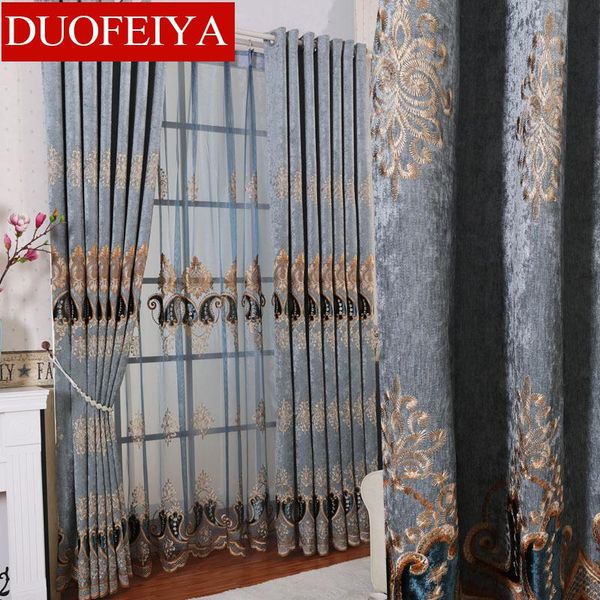 

curtain & drapes french window european chenille embroidered shading cloth living room dining finished product