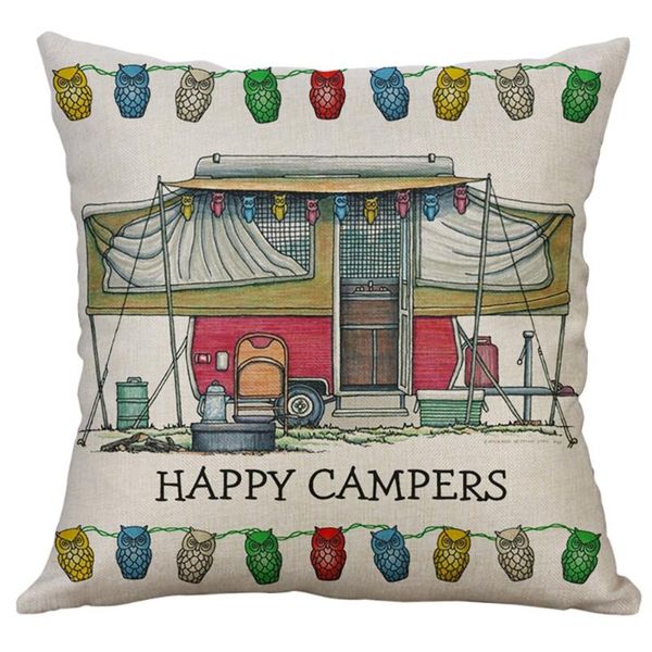 

pillow case retro linen cover creative cartoon car theme printed sofa cafe restaurant home decoration