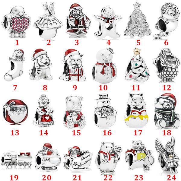 

genuine 925 sterling silver fit pandora bracelet charms christmas snowman polar train string charms beads love heart blue crysta charm for d, Black