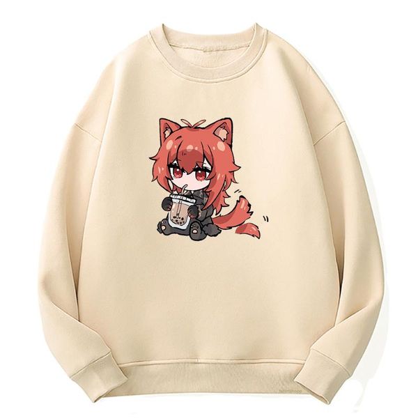 

men's hoodies & sweatshirts diluc fleece crew neck pullovers sudaderas genshin impact hoodie men daily harajuku kawaii hoody, Black