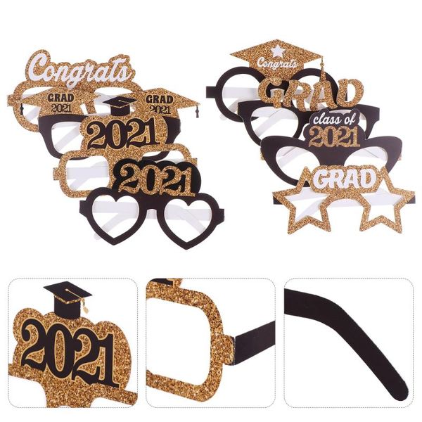 

party decoration 1 set 48pcs shiny po props paper glasses 2021 graduation