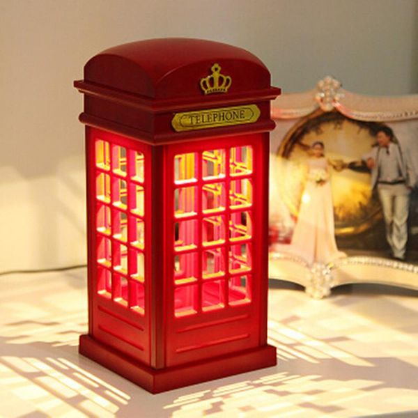 

night lights led table lamp stylish design retro london telephone booth usb rechargeable touch light