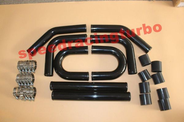 

manifold & parts universal turbo intercooler pipe kit 3" 76mm 8 pieces aluminum piping black