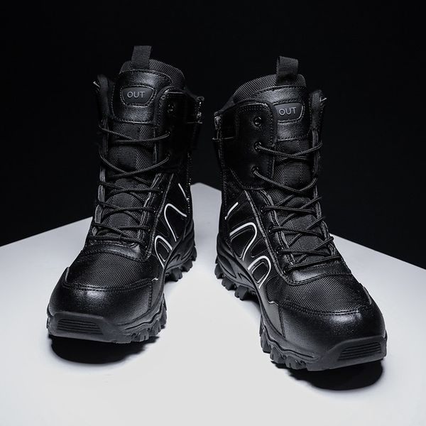

men military boots autumn outdoor male hiking boots special force desert ankle boots tactical combat ankle men work, Black