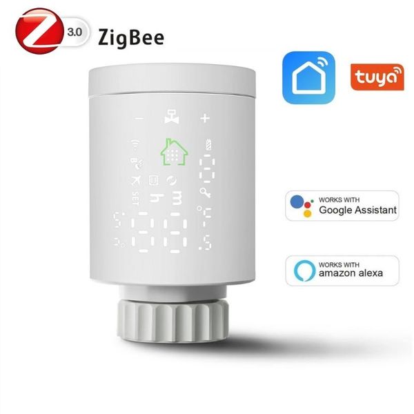 

smart home control tuya zigbee 3.0 thermostatic radiator valve for heating system programmable support alexa