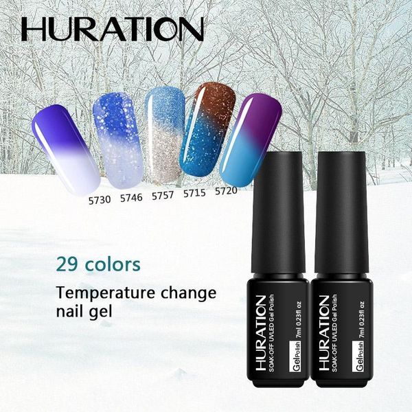 

huration 7ml thermal nail polish 29 colors temperature color changing care varnish manicure led uv soak off1, Red;pink
