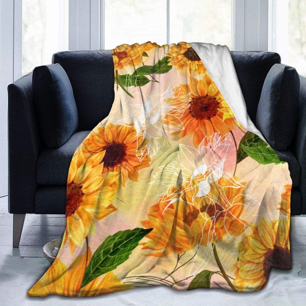 

Sunflowers are Warm Flowers Like The Sun Lightweight Flannel Blanket Bedding Throw to The Sofa, Travel, Warm and Comfortable50