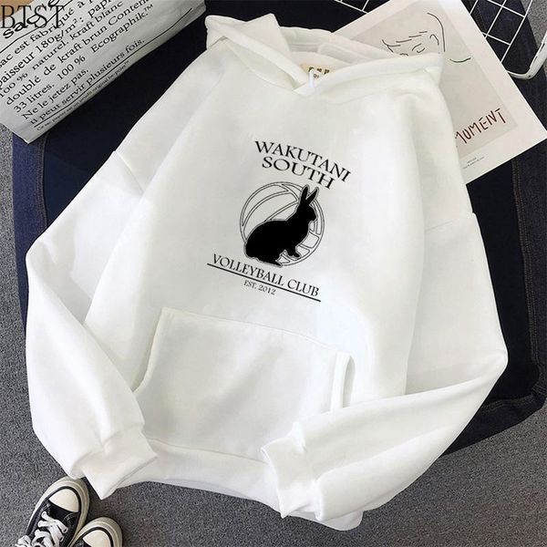 

anime men/woman hoodies wakutani south volleyball club letter printed sweatshirt long sleeve autumn/winter pullovers women's & sweatsh, Black