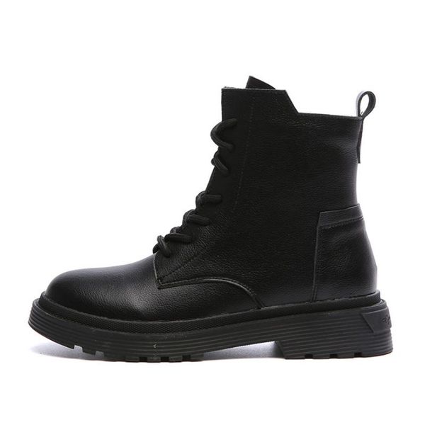 

ankle boots for women real leather shoes 2022 winter warm short martin boot fashion daily female footwear size 35-40, Black