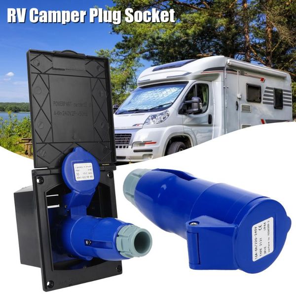 

parts 16a motorhome main inlet socket plug with cover external flush hook up for rv camper marine 220v-240v