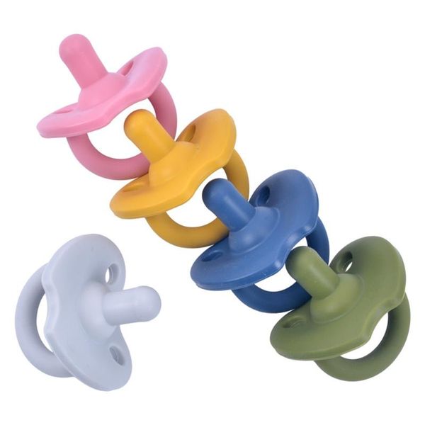 

pacifiers# born baby silicone soothie pacifier round head with folding handle & 2 air holes promote natural sucking for girls boys