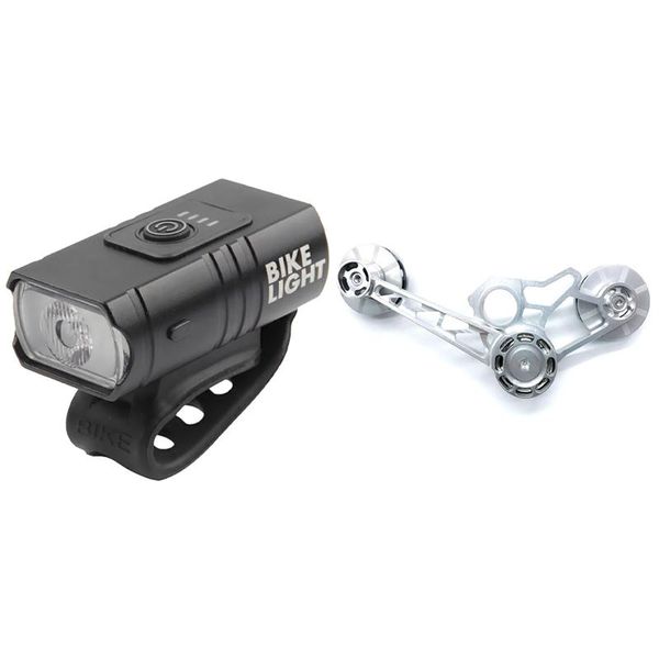 

bike lights 1 pcs t6 led bicycle light usb rechargeable power display & folding chain tensioner 2-3-6 speed