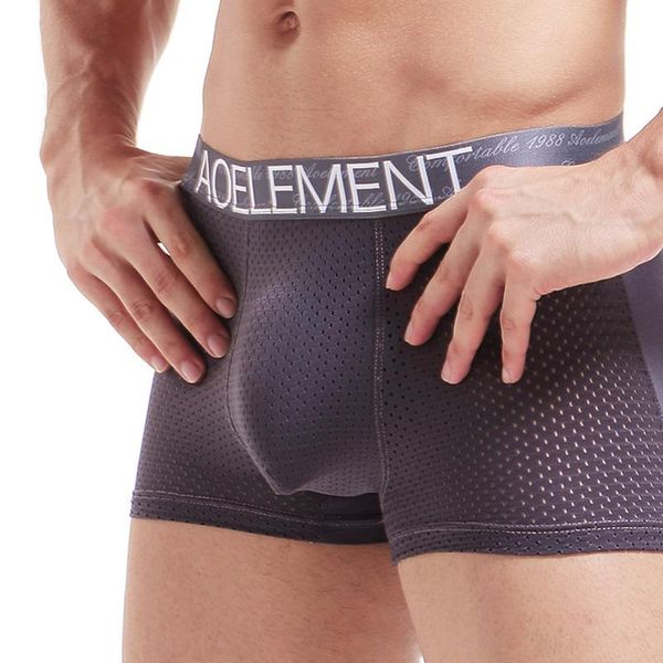 

underpants ice silk mesh thin underwear men's breathable boxers classic mens boxer shorts men, Black;white