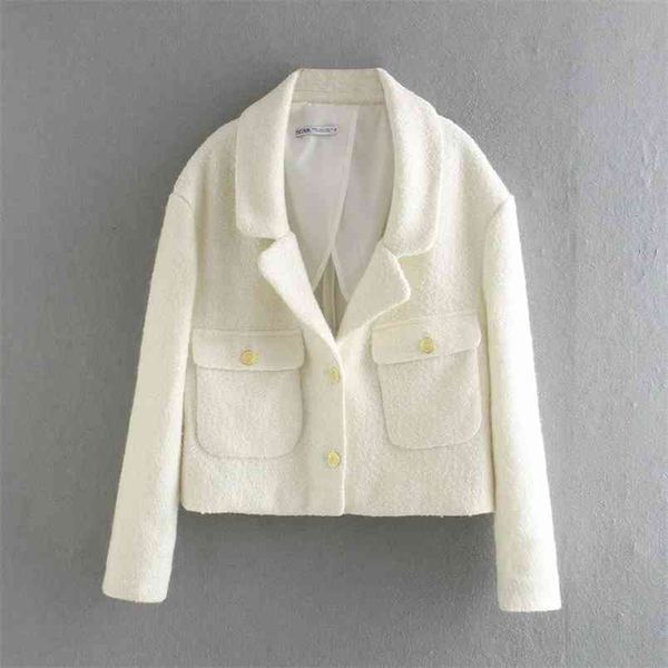 

women fashion sense exquisite buttons suit female single-breasted long-sleeved short coat chic 210531, White;black