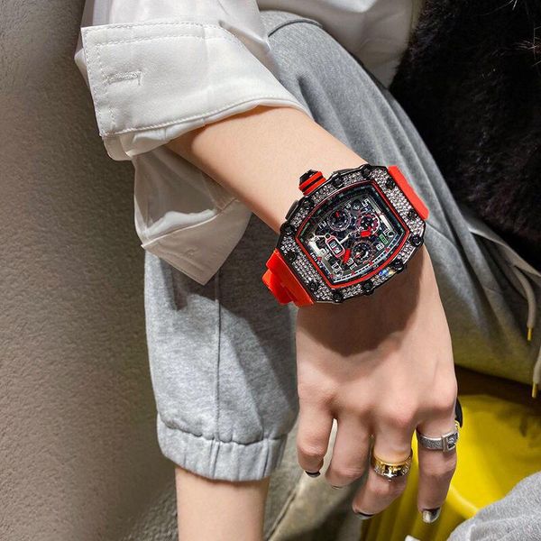 

wristwatches 2021 fashion multifunctional six pin automatic non mechanical watch high-grade handsome men's large dial women led watches, Slivery;brown