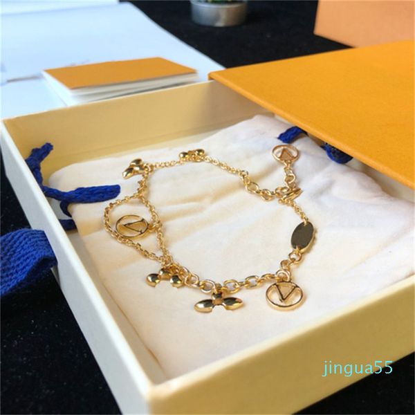 

fashion popular hollow pendant bracelet letter flower links thin chain link ladies taking p bracelets, Black