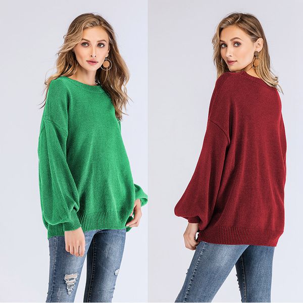 

fashion sweater ms. ou's knitwear solid color women's long sleeve, White;black