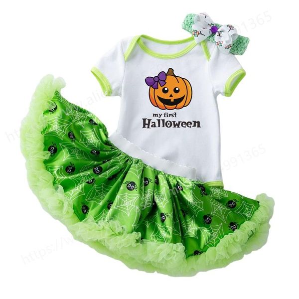 

girl's dresses born baby girls halloween skirt set romper tutu 1st outfits pumpkin print dress, Red;yellow