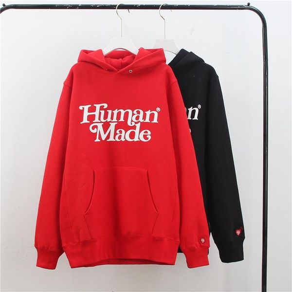

men's hoodies & sweatshirts human made letter print fashion hoodie men 1:1 black red streetwear women pullovers clothing
