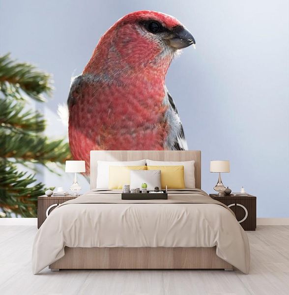 

wallpapers bacal custom wallpaper po wall mural of red bird forest papel de parede 3d papier peint