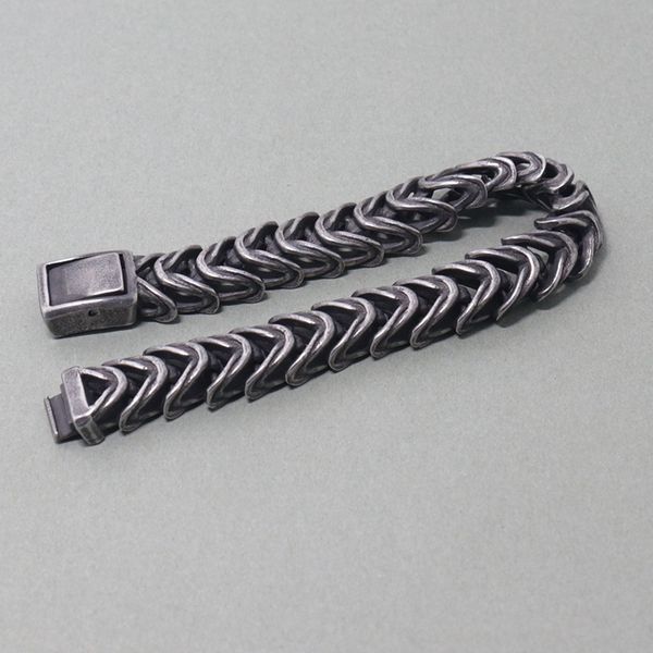 

stainless steel curb cuban link chain retro silver black chain bracelets for men's punk accessories male jewelry