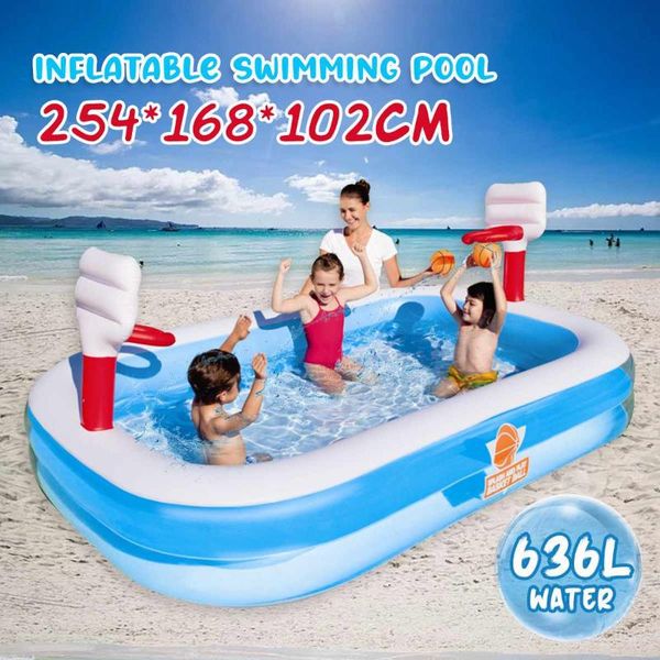 

pool & accessories children's home outdoor swimming inflatable water basketball paddling with 2 ball 254x168x102cm