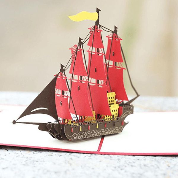 

greeting cards 3d sailboat ship paper sculpture diy handmade invitation card gift