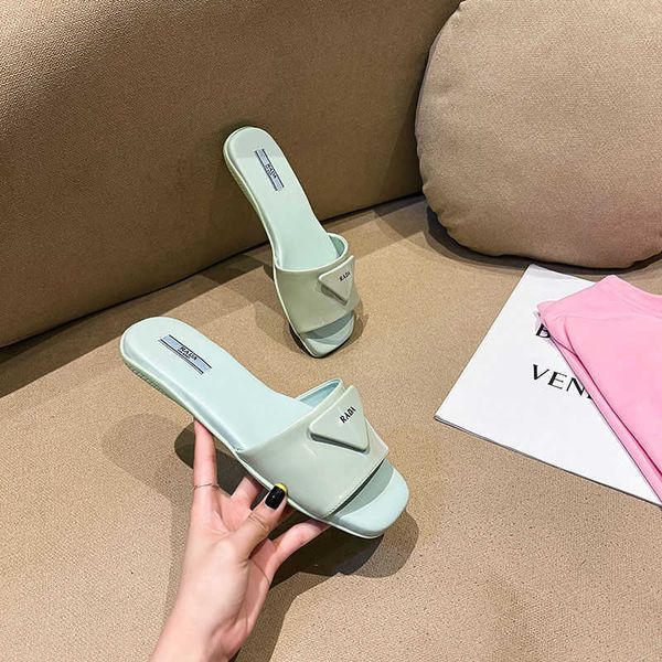 

summer 2021 new p's triangle square thick soled slippers for women ysj, Black