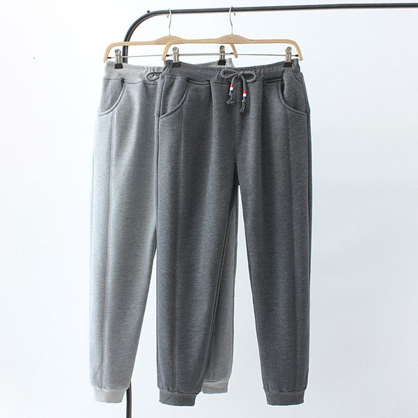 

women's pants & capris winter of high waist wool trousers solid cordon thick breeches casual cotton woman's sweatshirt plus size, Black;white