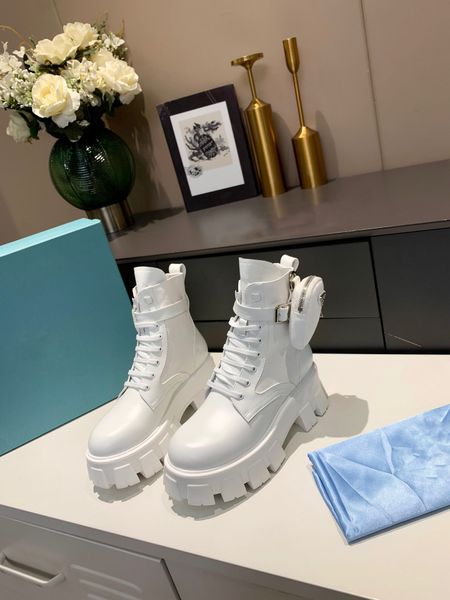 

women cloth combat boots monolith leather shoes rois nylon fur ankle martin boot with pouch battle rubber sole platform shoe big size, Black