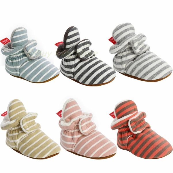 

first walkers multi-color striped warm booties for baby infant cotton comfort nonslip shoes toddlers prewalkers crib footwear moccassins