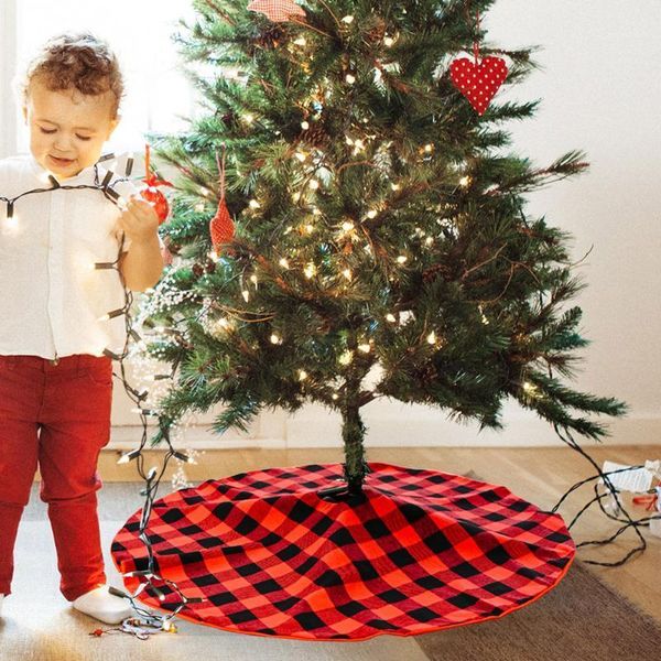 

christmas decorations tree skirt black red plaid 35 inch round dress carpet mat xmas trees base cover home ornaments
