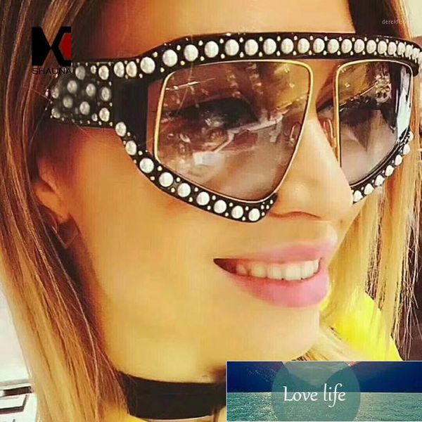 

sunglasses shauna venetian pearl decoration oversize women fashion men red lens shades uv4001, White;black