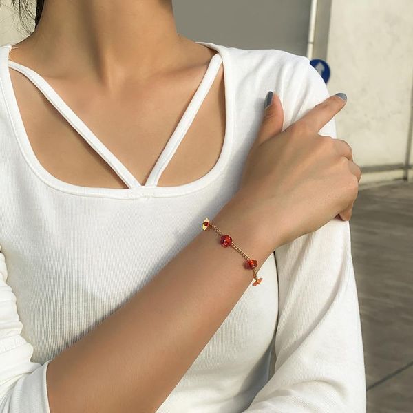

link, chain fashionable simple sequined flower single layer bracelet personality handmade metal trendy women's jewelry 2021, Black