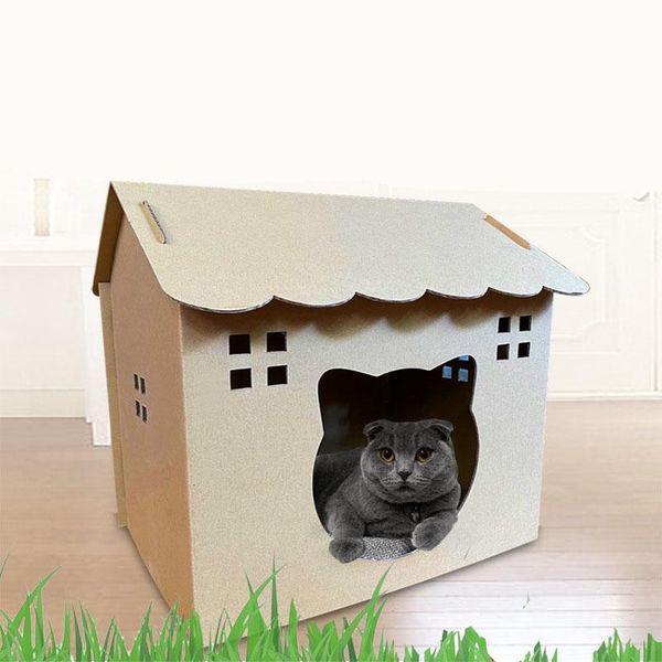 

cat beds & furniture house papper corrugated pet bed fold scratch board nest for small dog puppy