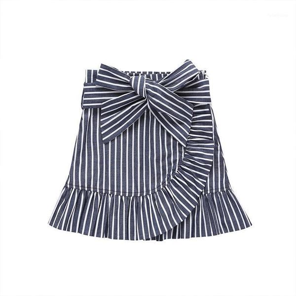 

skirts ins fashion black blue stripe ruffle skirt for baby girls1