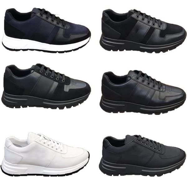 

with designer sneakers lace-up shoes luxury elegant casual trainers nylon leather prax runner 01 6 design mens box 276 hnxje, Black