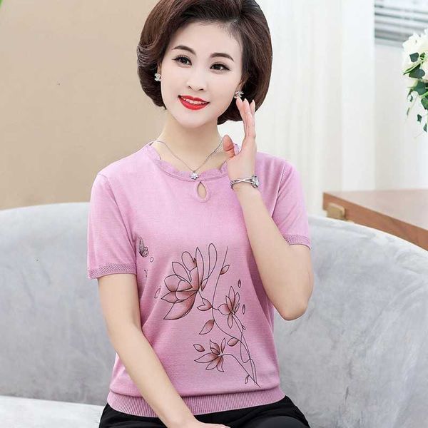 

women's knits & tees spring summer fashion women o-neck short sleeve elastic sweater female floral print thin knitted pullove kiyp, White