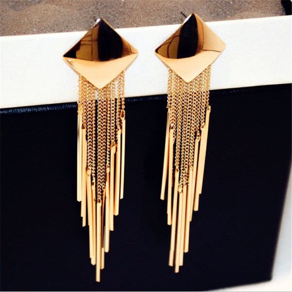 

fashion exaggeration long fashion personality metal smooth face tassel earrings earrings female, Silver