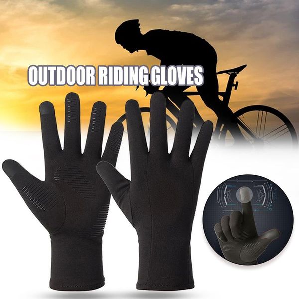 

cycling gloves non-slip full finger with wrist wrap support padded fitness short glove for riding sports summer jlrr, Black