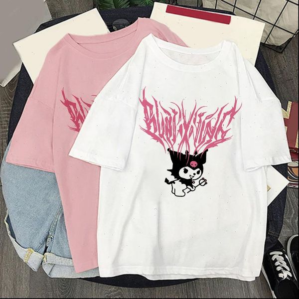 

y2k street aesthetic kuromi womens t shirts bratz rap hip hop rock harajuku gothic, White