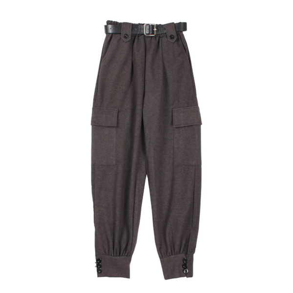 

women's pants & capris drawstring overalls autumn and winter high-waist thin woolen casual all-match harem, Black;white