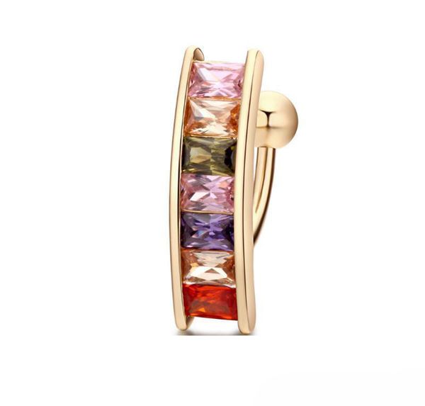 

anti-allergic stainless steel belly button rings 18k yellow gold plated crystal body piercing jewlery for women, Silver