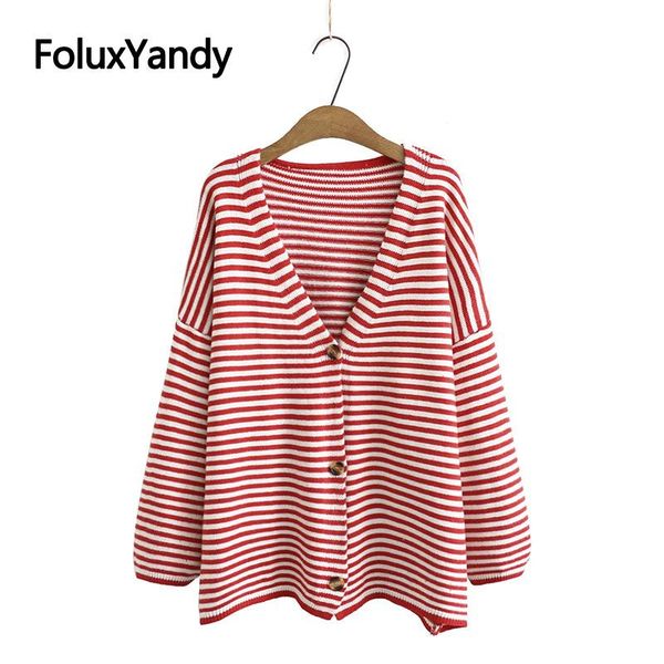 

plus size t-shirt striped women's cardigans v-neck sweater drop-shoulder casual autumn spring kkfy4866, Black