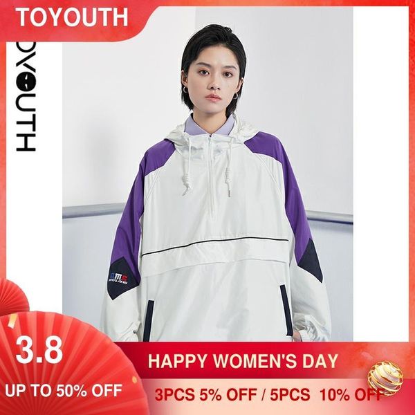

toyouth women jacket with hat 2021 spring long sleeve zipper oversize jeans coat multi pocket embroidery sports short outerwear women's, Black;brown