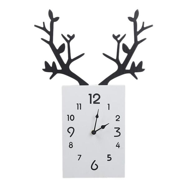 

wall clocks nordic style wooden antlers clock mute rectangle for home living room bedroom shop window decoration