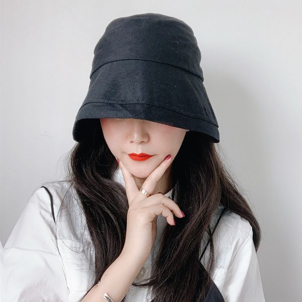 

ins net red same abstinence bucket fisherman summer minority style street solid color bell basin hat female, Blue;gray